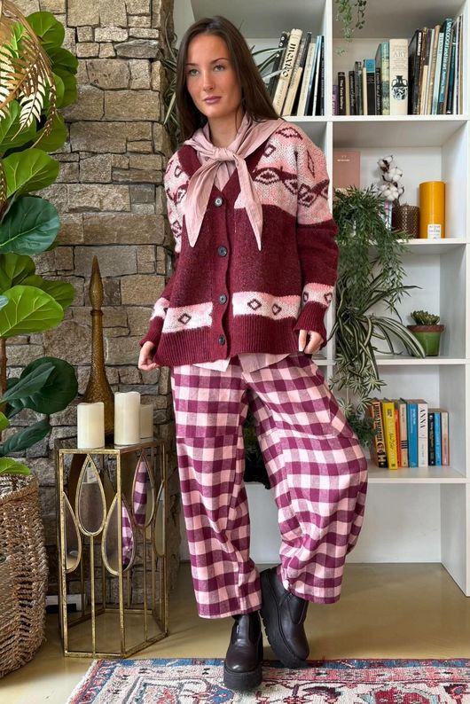 Moorland Lodge Cardigan Burgundy